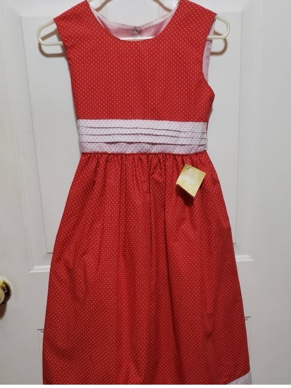 Vintage NOS Girls Size 12 Red White Polka Dot Party Dress Crinoline New